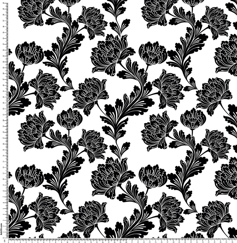 A75 Black floral on white.