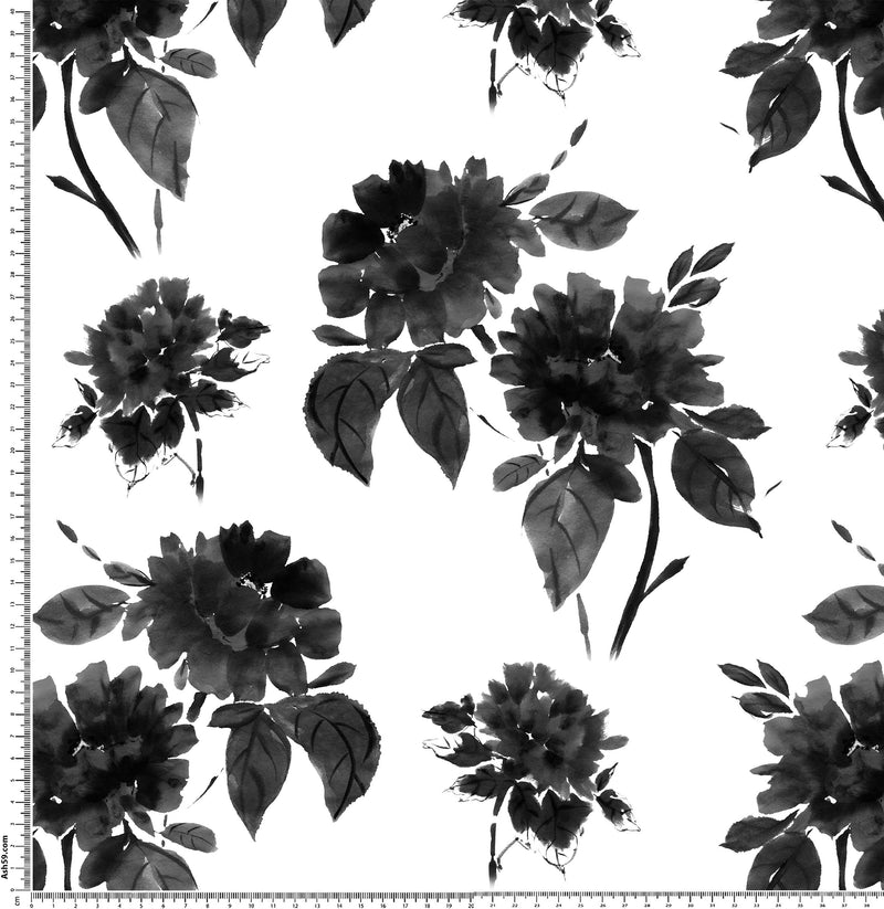 A77 Black Floral on white.