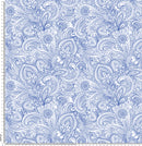 Blue and White Line Drawing Paisley.