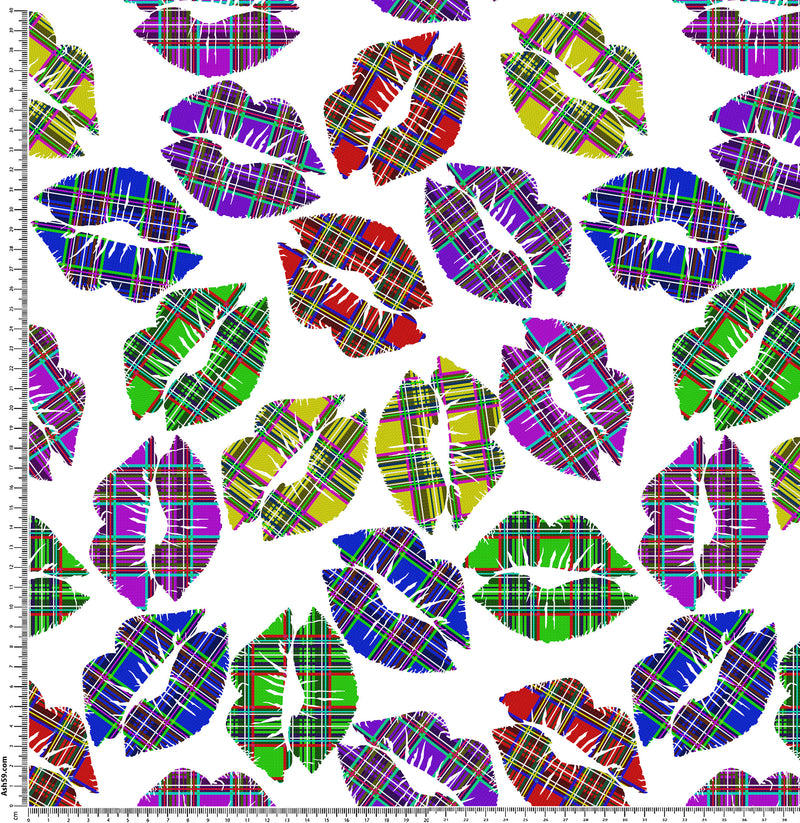 C015 Multi Tartan Lips white.