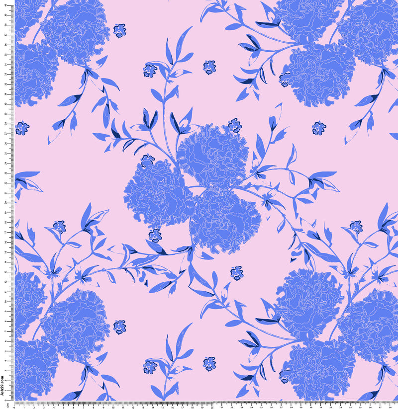 F28 blue on pink black floral.