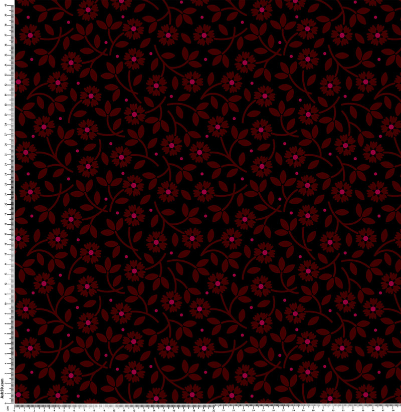F59 Red and black mid ditsy floral.