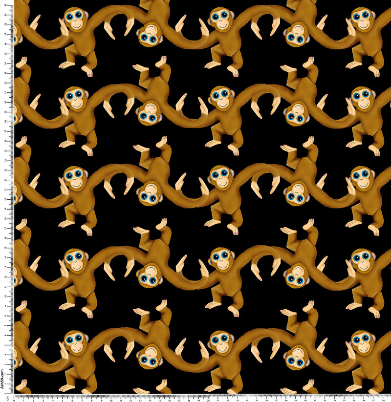 J027 Monkey Pattern Black.