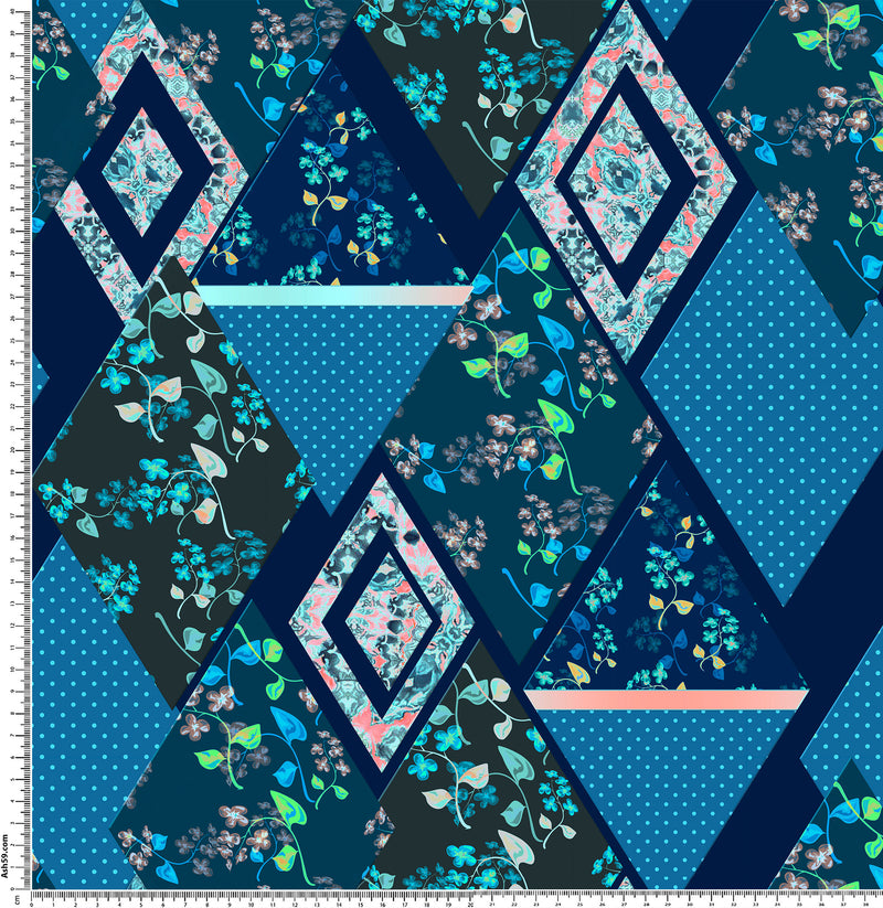 S131 ditsy Floral geo blue.