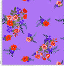 S133 ditsy floral red on purple.